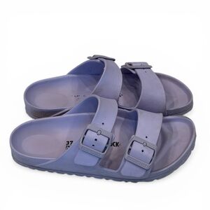 Birkenstock Rubber Lilac-colored Two-strap Slide Sandals